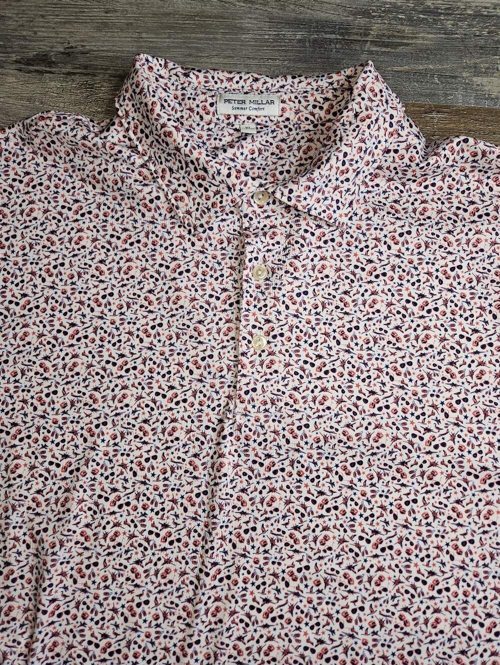 Peter Millar Summer Comfort Performance Polo Size XL Aviation Top Gun Print